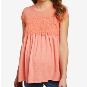 Jessica Simpson Maternity Lace Trim Shirt